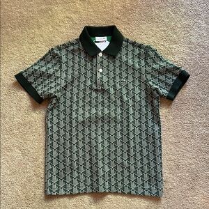 Lacoste Green Patterned Cotton Polo Shirt